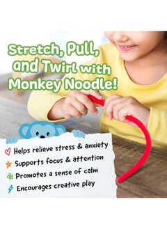 IMPRESA The Original Monkey Noodle Fidget Toy - 5 Pack - Stretchy Sensory Toys For Kids & Toddlers With Unique Needs - Fosters Creativity, Focus, & Fun-Great For Classrooms, Home & Playtime Ages 3+  - Image 4