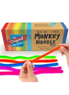 IMPRESA The Original Monkey Noodle Fidget Toy - 5 Pack - Stretchy Sensory Toys For Kids & Toddlers With Unique Needs - Fosters Creativity, Focus, & Fun-Great For Classrooms, Home & Playtime Ages 3+  - Image 1