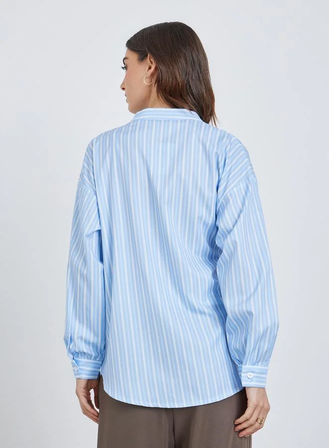 Take Two Take Two Contrast Trim Striped Wrap Top