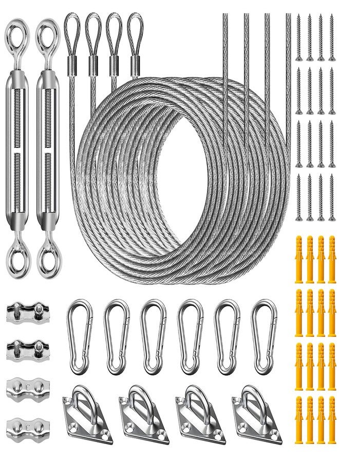 Duerer Sun Shade Sail Hardware Kit 52pcs for Rectangle Triangle Sun Shade Sails Canopy Installation 304 Stainless Steel Accessories Set for Outdoor Garden Patio(6" M6 Turnbuckles+ 4*6.6ft Cables Wire) - Image 1