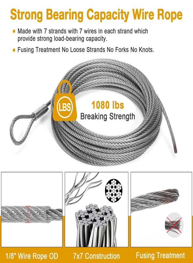 Duerer Sun Shade Sail Hardware Kit 52pcs for Rectangle Triangle Sun Shade Sails Canopy Installation 304 Stainless Steel Accessories Set for Outdoor Garden Patio(6" M6 Turnbuckles+ 4*6.6ft Cables Wire) - Image 2