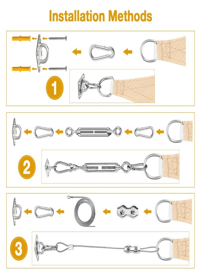 Duerer Sun Shade Sail Hardware Kit 52pcs for Rectangle Triangle Sun Shade Sails Canopy Installation 304 Stainless Steel Accessories Set for Outdoor Garden Patio(6" M6 Turnbuckles+ 4*6.6ft Cables Wire) - Image 4
