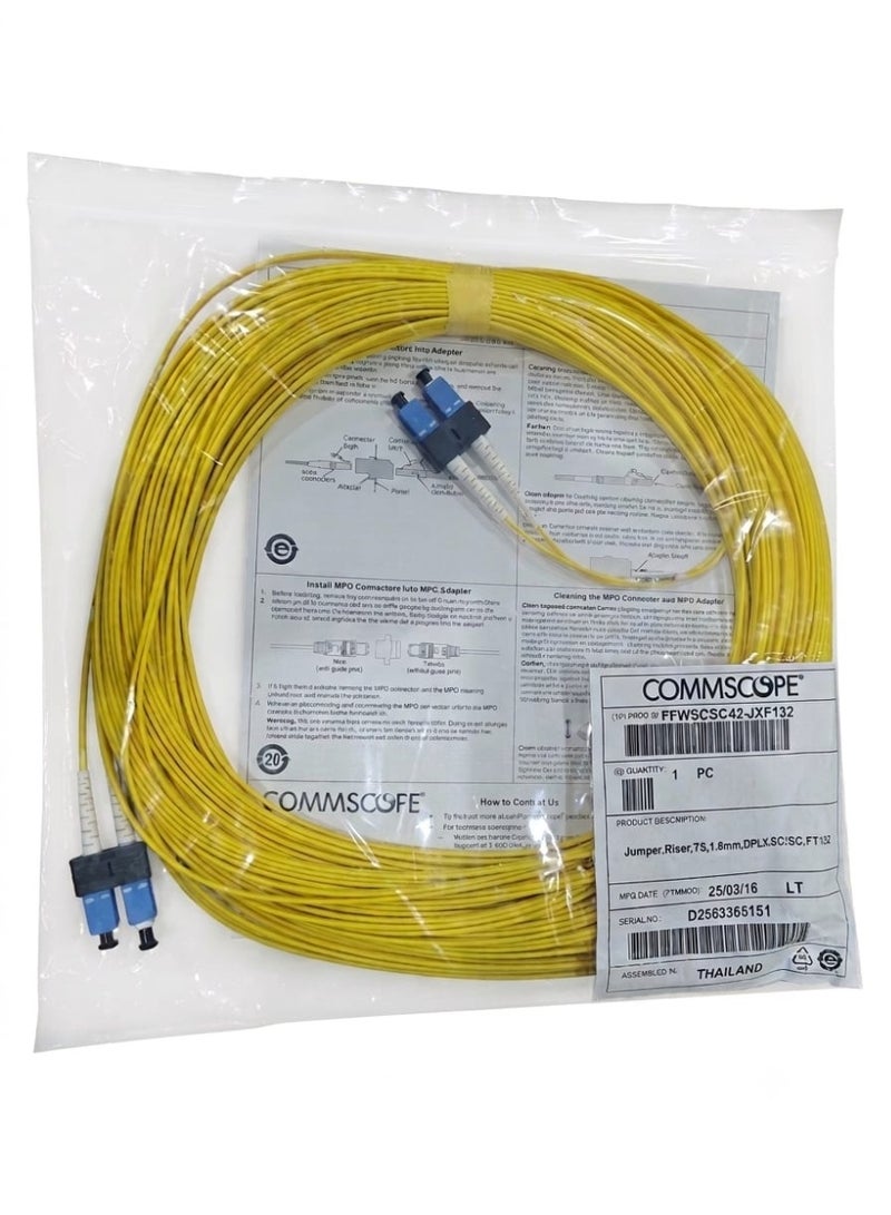 CommScope FFWSCSC42-JXF132 Duplex LC-LC Fiber Optic Jumper Cable, Riser Rated, 40 Meters, Yellow