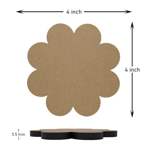 PICRAZEE MDF Wooden Coasters Flower Shape Set of 12 pcs for DIY Craft, Mandala Art, Resin Art, Painting, Decoration Craft Kit Size 4 inch (FL_12) - Image 4