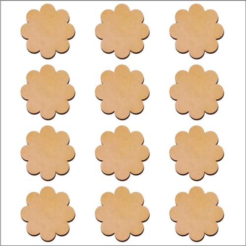 PICRAZEE MDF Wooden Coasters Flower Shape Set of 12 pcs for DIY Craft, Mandala Art, Resin Art, Painting, Decoration Craft Kit Size 4 inch (FL_12) - Image 2