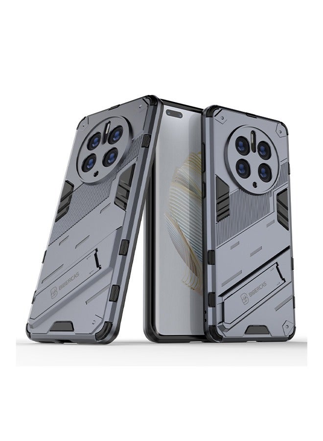 BIBERCAS Huawei Mate 50 Pro Case Cover Bracket Shell Case Huawei Mate 50 Pro 2in1 TPU+PC Bumper Shockproof Ultra-Thin Protective Phone Cover Stylish Business Anti-Drop and Anti-Scratch Gray - Image 1