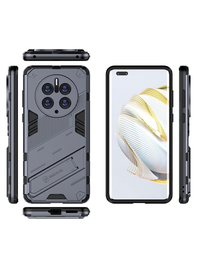 BIBERCAS Huawei Mate 50 Pro Case Cover Bracket Shell Case Huawei Mate 50 Pro 2in1 TPU+PC Bumper Shockproof Ultra-Thin Protective Phone Cover Stylish Business Anti-Drop and Anti-Scratch Gray - Image 4