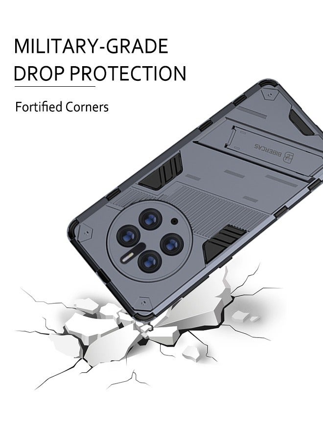 BIBERCAS Huawei Mate 50 Pro Case Cover Bracket Shell Case Huawei Mate 50 Pro 2in1 TPU+PC Bumper Shockproof Ultra-Thin Protective Phone Cover Stylish Business Anti-Drop and Anti-Scratch Gray - Image 3