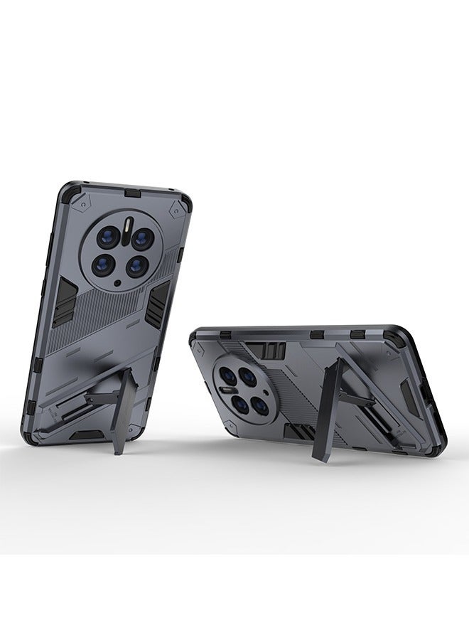 BIBERCAS Huawei Mate 50 Pro Case Cover Bracket Shell Case Huawei Mate 50 Pro 2in1 TPU+PC Bumper Shockproof Ultra-Thin Protective Phone Cover Stylish Business Anti-Drop and Anti-Scratch Gray - Image 2