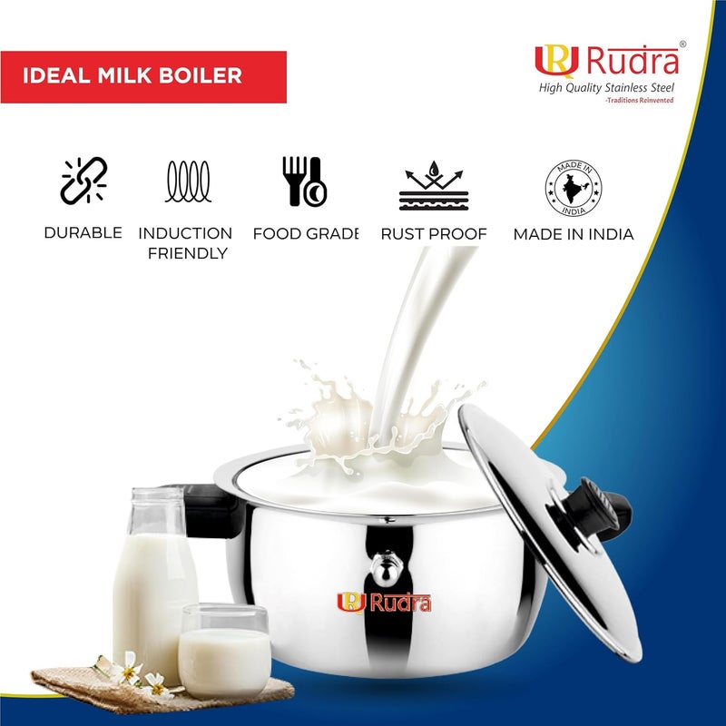RUDRA Rudra Stainless Steel Ideal Milk BoilerCooker 7L SS 202 Grade SpillProof Design Gas Induction Stove Compatible Durable Hygienic Cookware for Boiling Milk Water Tea More  - Image 3