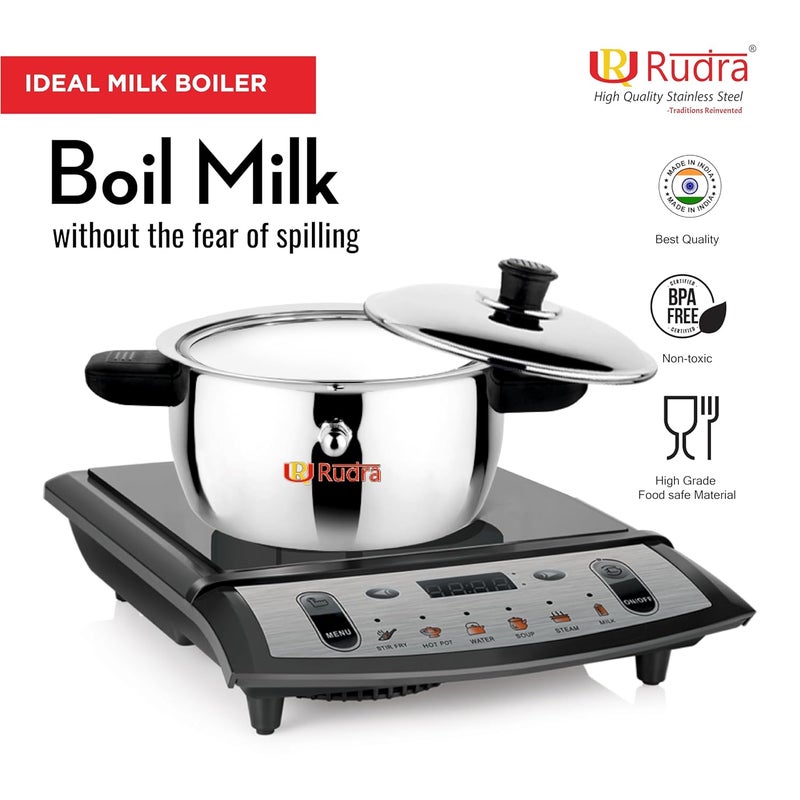 RUDRA Rudra Stainless Steel Ideal Milk BoilerCooker 7L SS 202 Grade SpillProof Design Gas Induction Stove Compatible Durable Hygienic Cookware for Boiling Milk Water Tea More  - Image 5