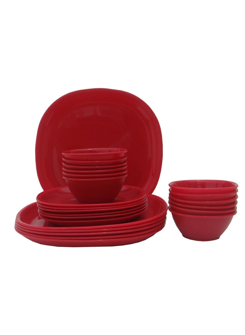 Incrizma Incrizma Polypropylene Dinner Set - 24 Pieces, Red 