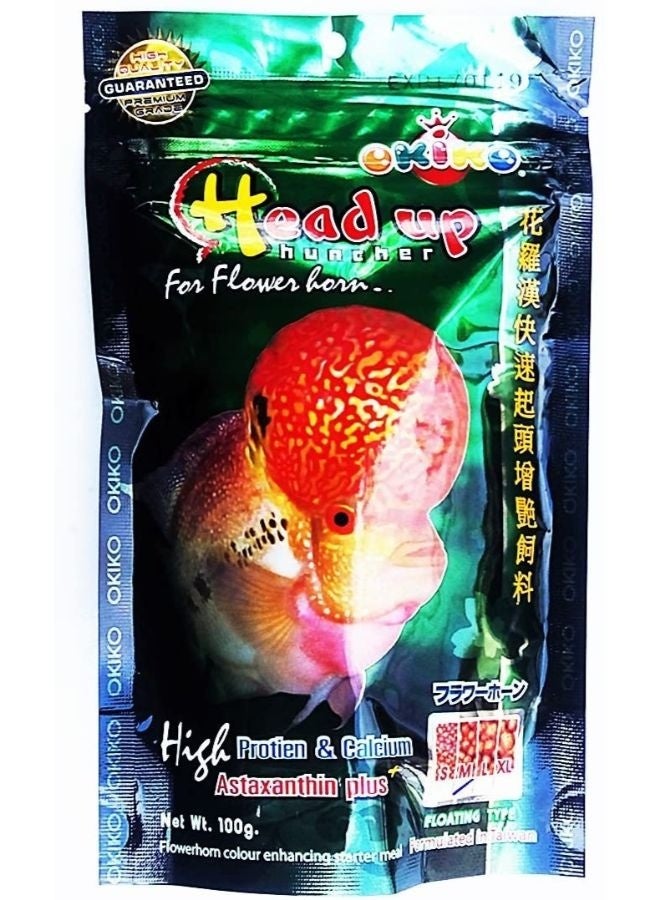OKIKO Head Up Huncher High Protein & Calcium Floating Pellets with Astaxanthin Plus Flowerhorn Cichlid Fish Food - Image 2