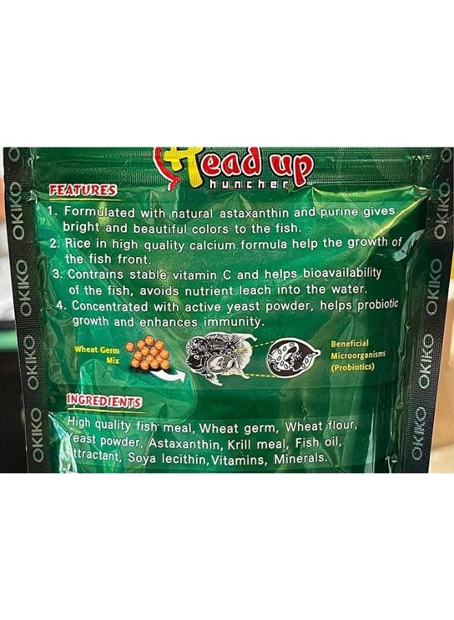 OKIKO Head Up Huncher High Protein & Calcium Floating Pellets with Astaxanthin Plus Flowerhorn Cichlid Fish Food - Image 5