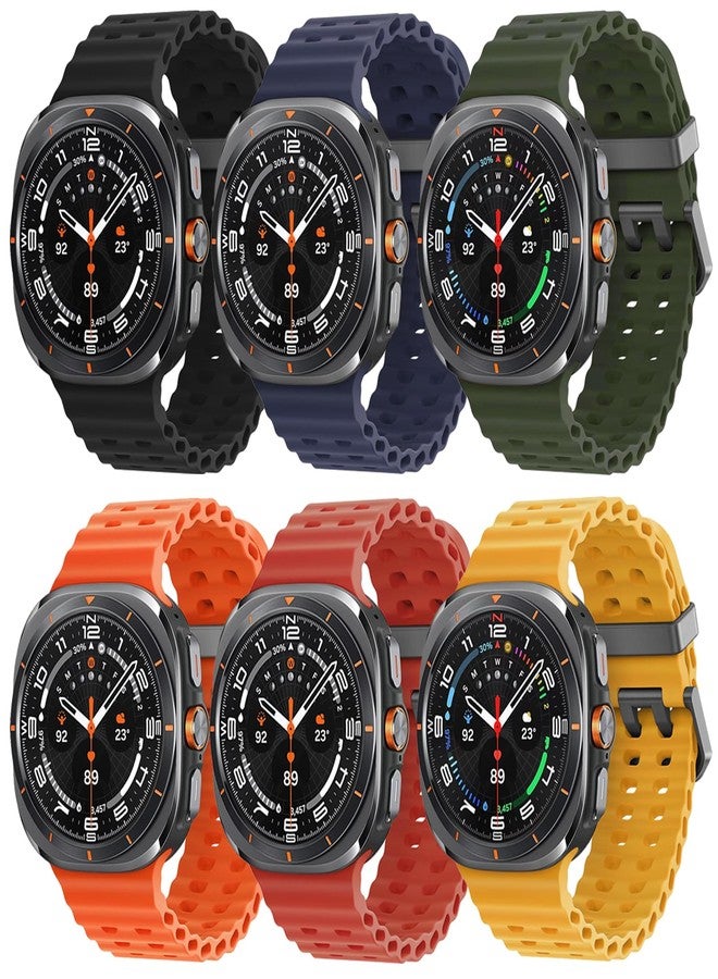 Wowstrap 6 Pack Marine Silicone Band for Samsung Galaxy Watch Ultra Bands 47mm Men/Women,Waterproof Soft Sport Strap Compatible with Samsung Watch Ultra Band for Men/Women Breathable Replacement Correa Reloj - Image 1
