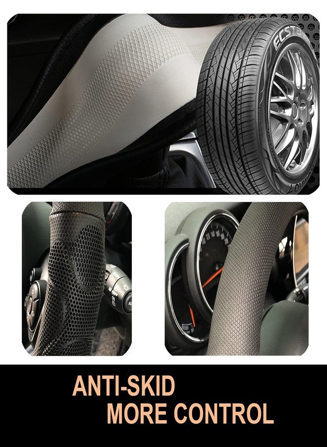 PINCTROT D Shaped Comfy Grip Steering Wheel Cover, Anti-Slip Design, Flat Bottom 14.5-15 Inch(Silicone Black) - Image 5