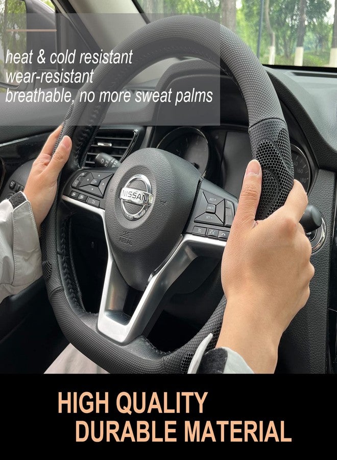 PINCTROT D Shaped Comfy Grip Steering Wheel Cover, Anti-Slip Design, Flat Bottom 14.5-15 Inch(Silicone Black) - Image 3