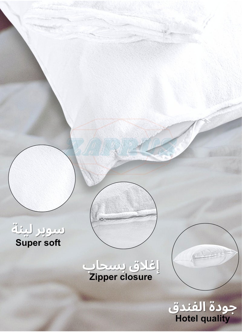 House One 1 Piece | Cotton Waterproof Pillow Protector 100% Soft Cotton Queen Size Pillows Case Cover 75x50 cm - White - Image 4