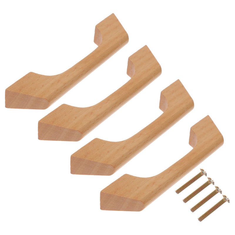 Solid Wood Cabinet Pulls Handles 96mm Hole Spacing Lacquer Finish 10Pcs Set - Image 2