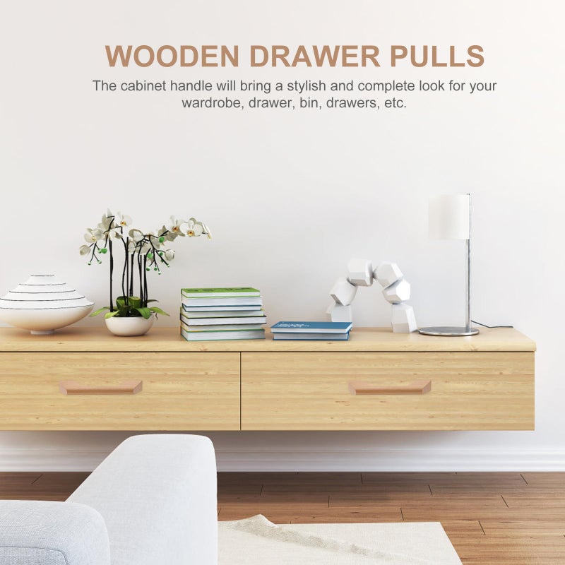 Solid Wood Cabinet Pulls Handles 96mm Hole Spacing Lacquer Finish 10Pcs Set - Image 4