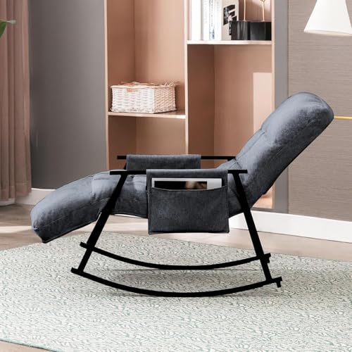 Inditradition Recliner Rocking Chair with Arm and Foot Rest, Louge Chair with 5 Reclining Position Upto 180° | Durable Metal Frame with Microfiber Padding (Grey, 38x24 Inches, Foldable) - Image 3