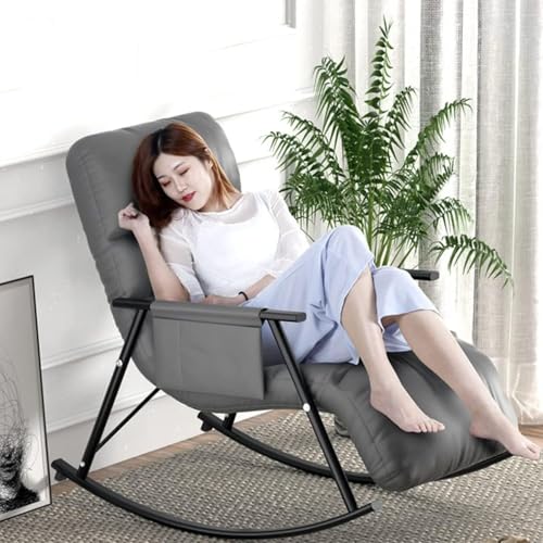 Inditradition Recliner Rocking Chair with Arm and Foot Rest, Louge Chair with 5 Reclining Position Upto 180° | Durable Metal Frame with Microfiber Padding (Grey, 38x24 Inches, Foldable) - Image 2