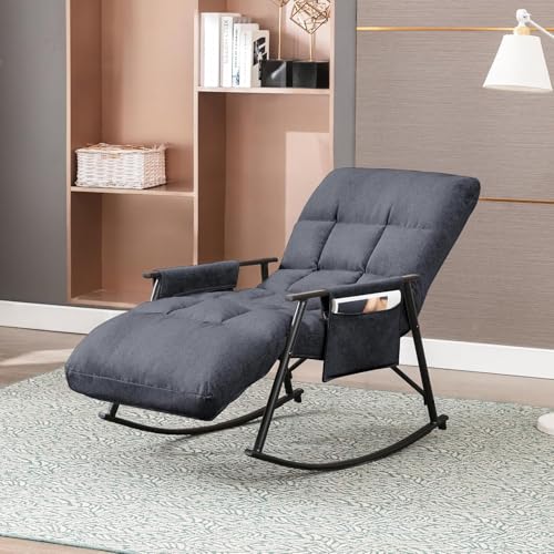 Inditradition Recliner Rocking Chair with Arm and Foot Rest, Louge Chair with 5 Reclining Position Upto 180° | Durable Metal Frame with Microfiber Padding (Grey, 38x24 Inches, Foldable) - Image 4