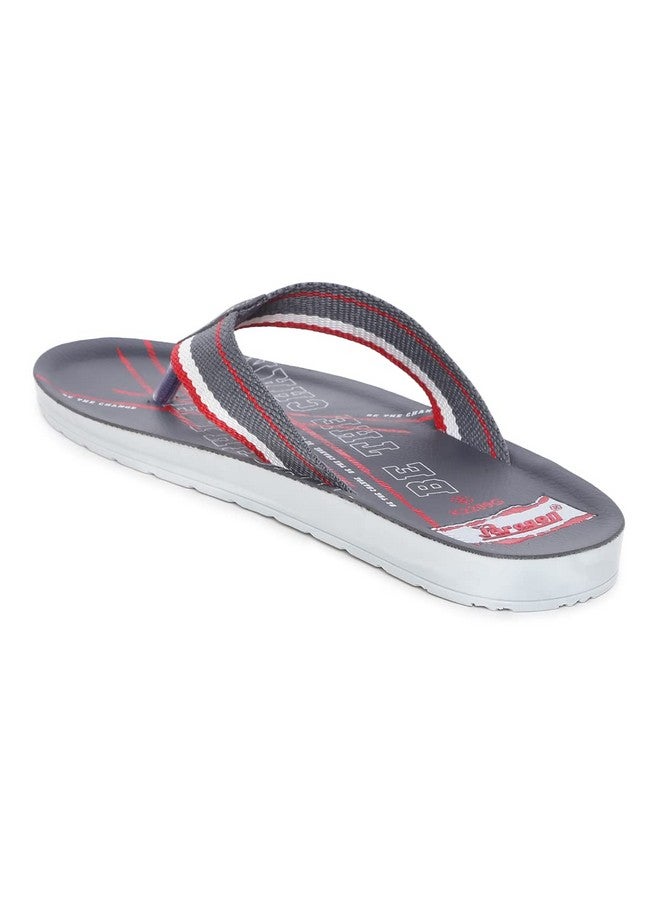 Paragon PARAGON PUK2209G Stylish Slippers for Men | Comfortable, Breathable & Durable Sandals with Soft Cushioned Footbed | Easy Wear Slip On | Easily Washable | Ideal for Outdoor Use Grey-Orange - Image 2