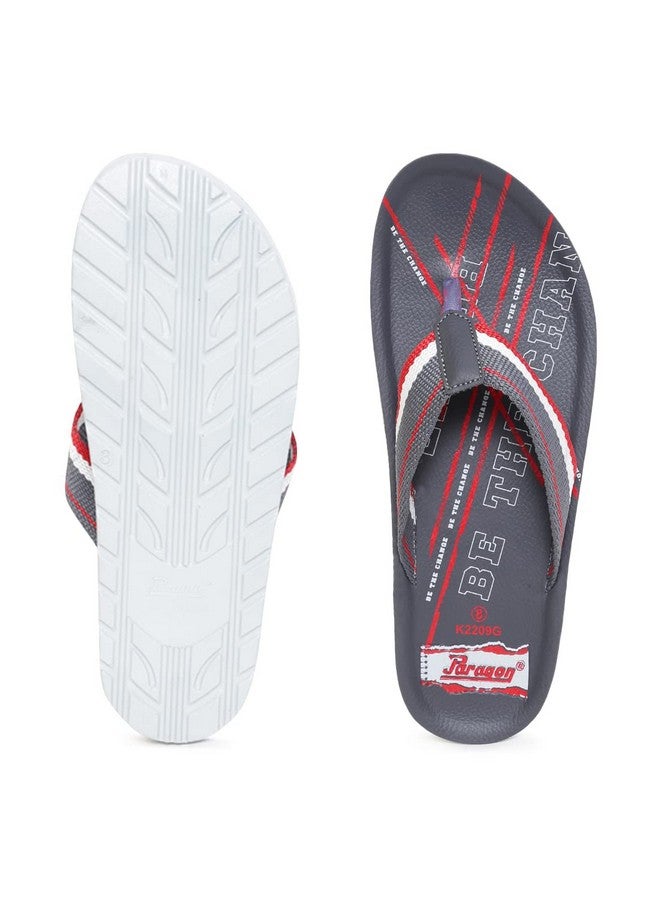 Paragon PARAGON PUK2209G Stylish Slippers for Men | Comfortable, Breathable & Durable Sandals with Soft Cushioned Footbed | Easy Wear Slip On | Easily Washable | Ideal for Outdoor Use Grey-Orange - Image 4