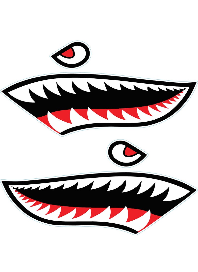 MOOCY MOOCY 2Pcs Shark Teeth Mouth Kayak StickersKayak Decals Waterproof DIY Funny Graphics Accessories for Kayak Canoe Fishing Boat Car Truck Jet Ski Hobie Dagger Ocean Boat Decoration 