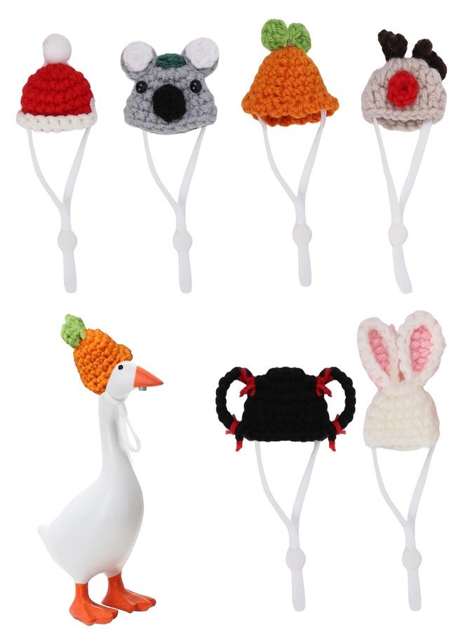 LOGJAM 6 Pcs 7 Inch Desktop Goose Outfits Mini Knitted Hats with Adjustable Strap, Funny Customs Accessories for Magnetic Goose Key Holder Cute Decoration - Image 1