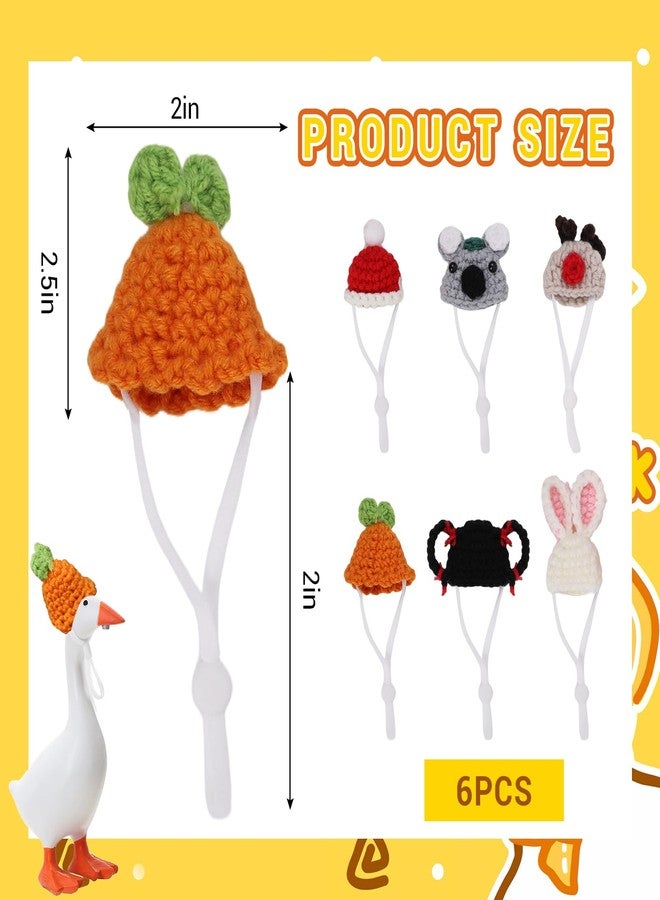 LOGJAM 6 Pcs 7 Inch Desktop Goose Outfits Mini Knitted Hats with Adjustable Strap, Funny Customs Accessories for Magnetic Goose Key Holder Cute Decoration - Image 2