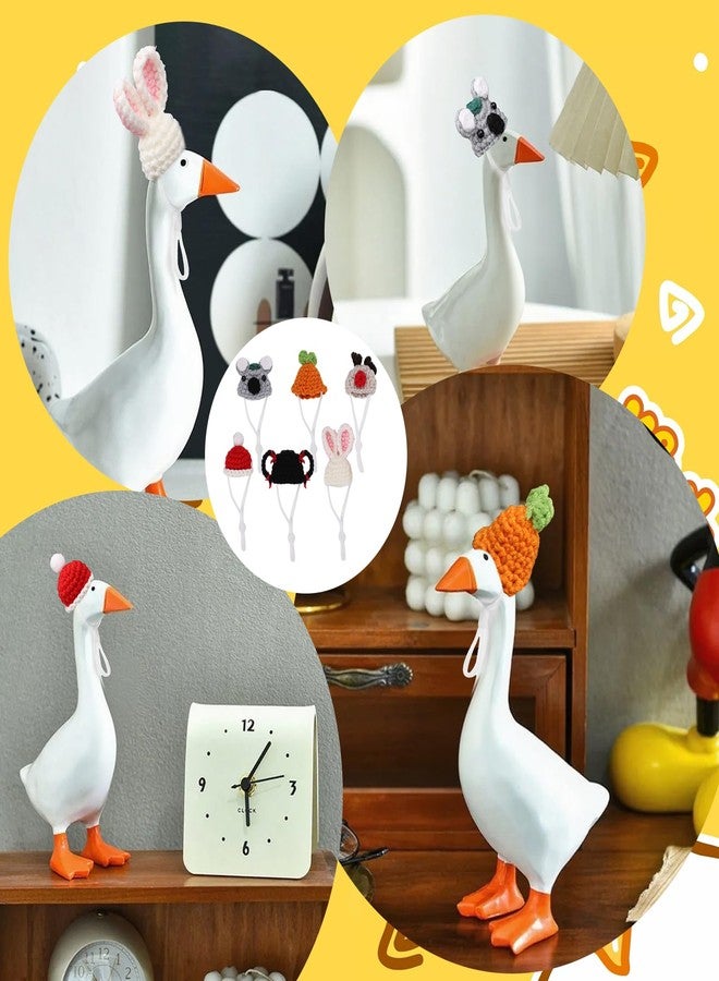 LOGJAM 6 Pcs 7 Inch Desktop Goose Outfits Mini Knitted Hats with Adjustable Strap, Funny Customs Accessories for Magnetic Goose Key Holder Cute Decoration - Image 4
