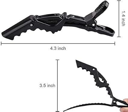 CLYDORAPastel Alligator Hair Clips 6 Pack  Professional Hair Sectioning Clips for Styling Blow Drying Hairdressing  NoSlip Plastic Crocodile Clips for Salon Home Use Black - Image 3
