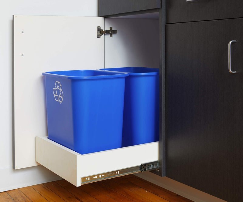 United Solutions 7 Gallon/28 Quart Efficient Recycle Wastebasket | Fits Under Desk | Small, Narrow Spaces in Commercial, Kitchen, Home Office, Dorm | Easy to Clean, 1 Pack, Blue, Model Number: WB0084 - Image 2