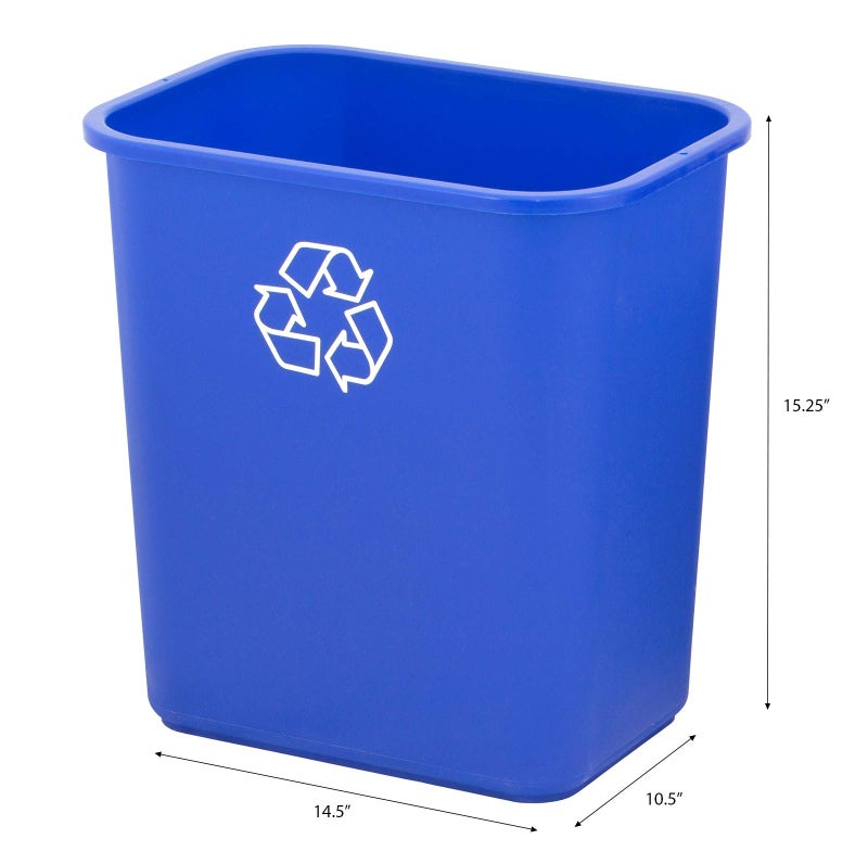 United Solutions 7 Gallon/28 Quart Efficient Recycle Wastebasket | Fits Under Desk | Small, Narrow Spaces in Commercial, Kitchen, Home Office, Dorm | Easy to Clean, 1 Pack, Blue, Model Number: WB0084 - Image 3