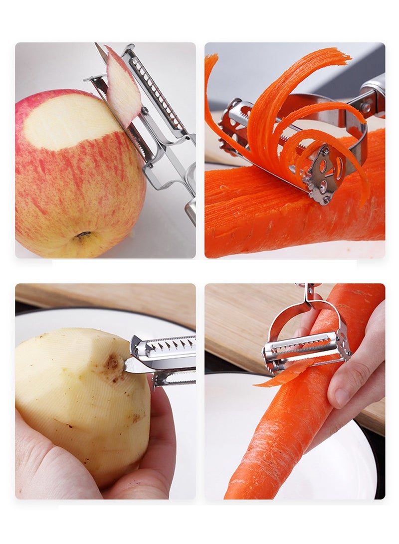 2 in 1 Peeler, Stainless Steel Peeler, Kitchen Gadgets Kitchen Vegetable Fruit Scraper  - Image 3