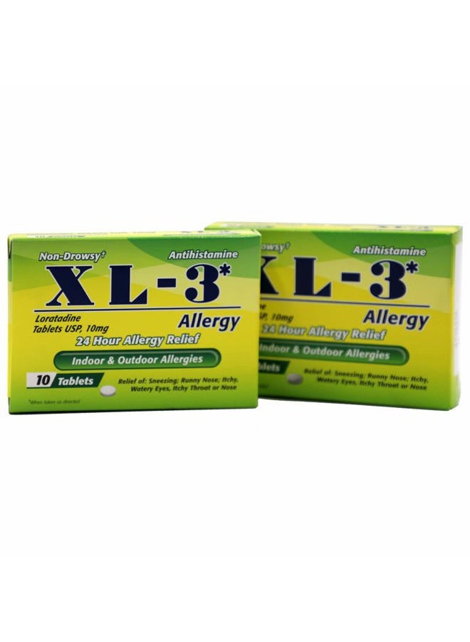 XL-3 Allergy, 24 Hour Allergy Relief, 2-Pack with 10 Tablets Each, 2 Boxes - Image 1