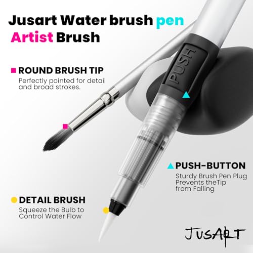 JusArt 50 Colors Watercolor Paint Set,Art Supplies with Metallic Color, Detail Painting Brushes, Water Brush Pens, Portable Travel Watercolor Painting Set for Adult, Artists, Professionals - Image 3