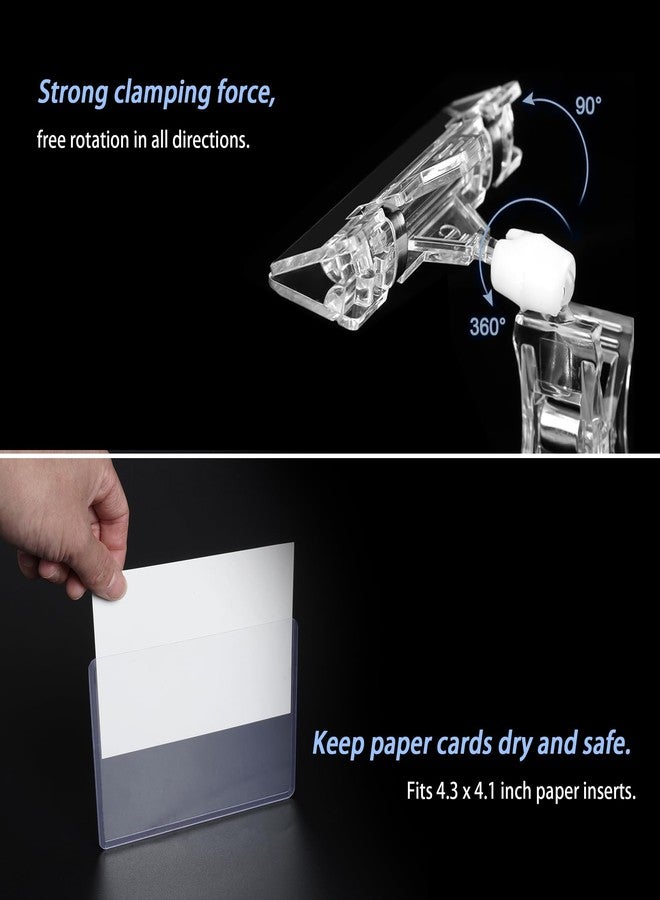 Mlici Clear Rotating Sign Holder with Clip, 16 PC Sign Clips POP Swivel Sign Holding Clamp for Retail Store Office, 4x6 Inch PVC Card Holder Protector for Merchandise Display Tags - Image 4