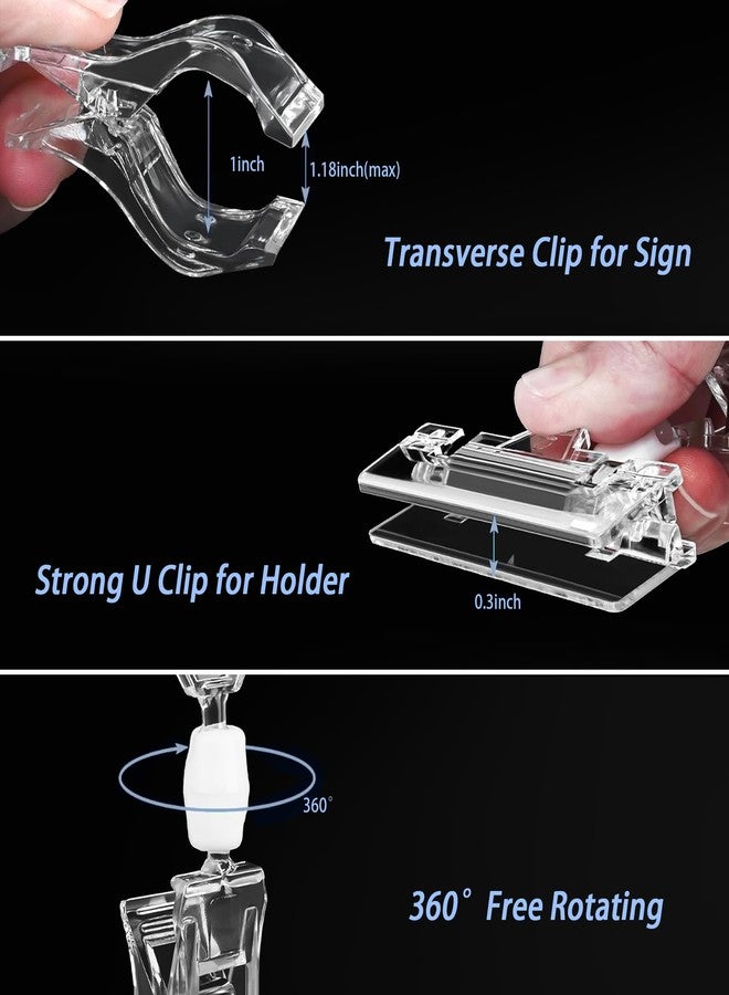 Mlici Clear Rotating Sign Holder with Clip, 16 PC Sign Clips POP Swivel Sign Holding Clamp for Retail Store Office, 4x6 Inch PVC Card Holder Protector for Merchandise Display Tags - Image 3