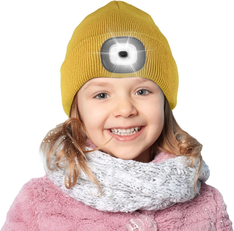 Etsfmoa Store Unisex Beanie with The Light,Gifts for Kids Boys and Girls Children USB Rechargeable Headlamp The Cap - Image 1