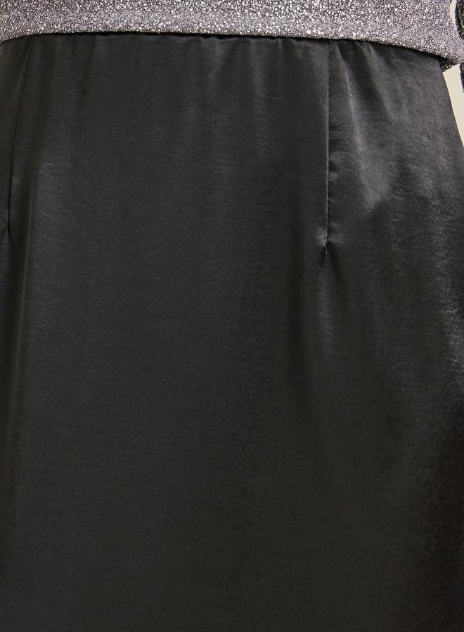 Styli Black Satin A-Line Maxi Skirt - Image 3