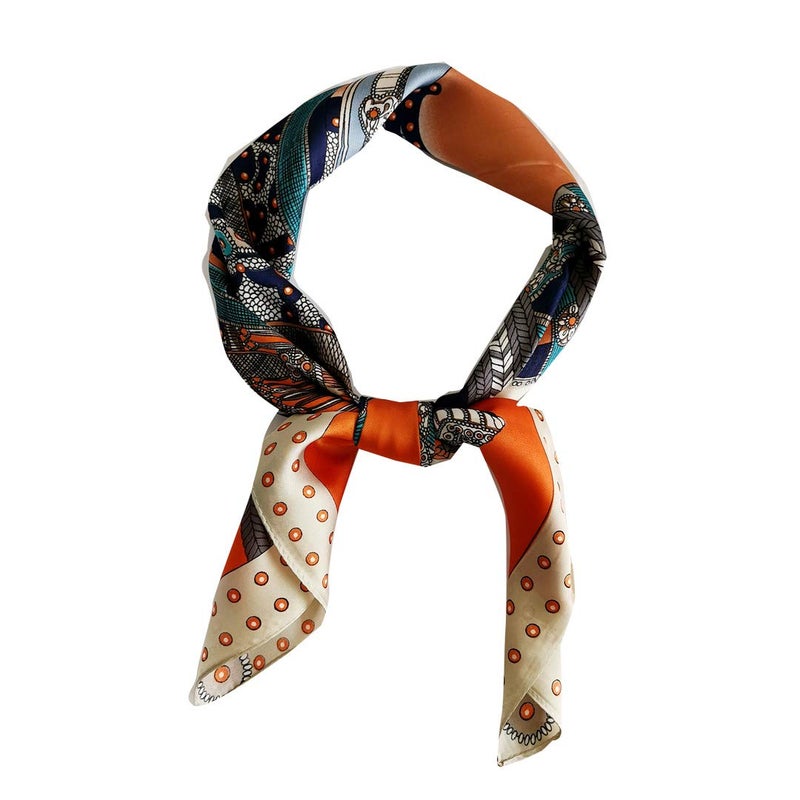 FONYVE Silk Feeling Scarf Medium Square Satin Head Wrap for Women 27.5 inches - Image 1