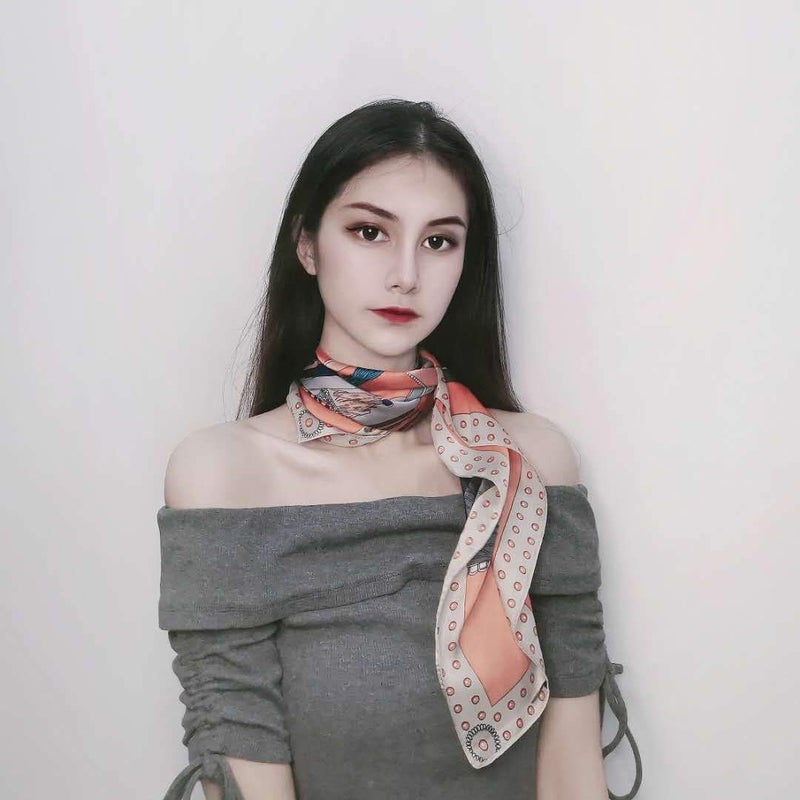 FONYVE Silk Feeling Scarf Medium Square Satin Head Wrap for Women 27.5 inches - Image 4