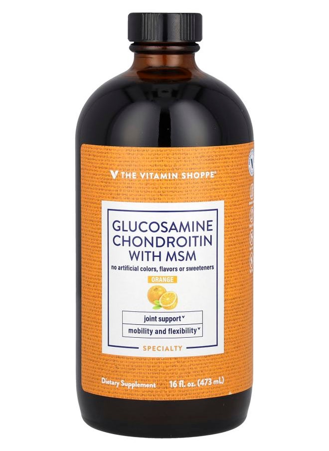 The Vitamin Shoppe Glucosamine Chondroitin With MSM Orange 16 fl oz (473 ml) 