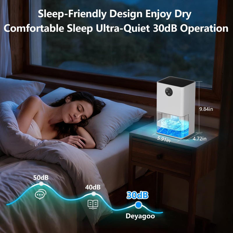 Deyagoo Dehumidifier, 50 OZ Small Dehumidifiers for Room for Home, Quiet with Auto Shut Off, Dehumidifiers for Bedroom, RV, Closet - Image 3