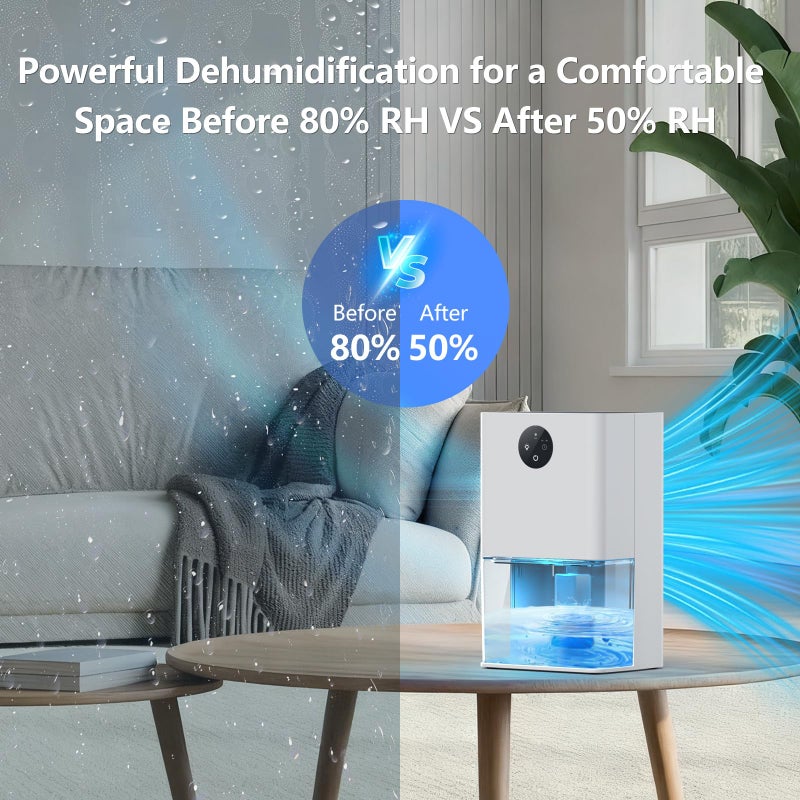 Deyagoo Dehumidifier, 50 OZ Small Dehumidifiers for Room for Home, Quiet with Auto Shut Off, Dehumidifiers for Bedroom, RV, Closet - Image 4