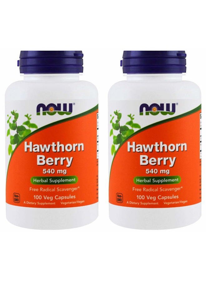 now Foods Hawthorn Berry 540 mg, 100 Veg Capsules (Pack of 2) - Image 1