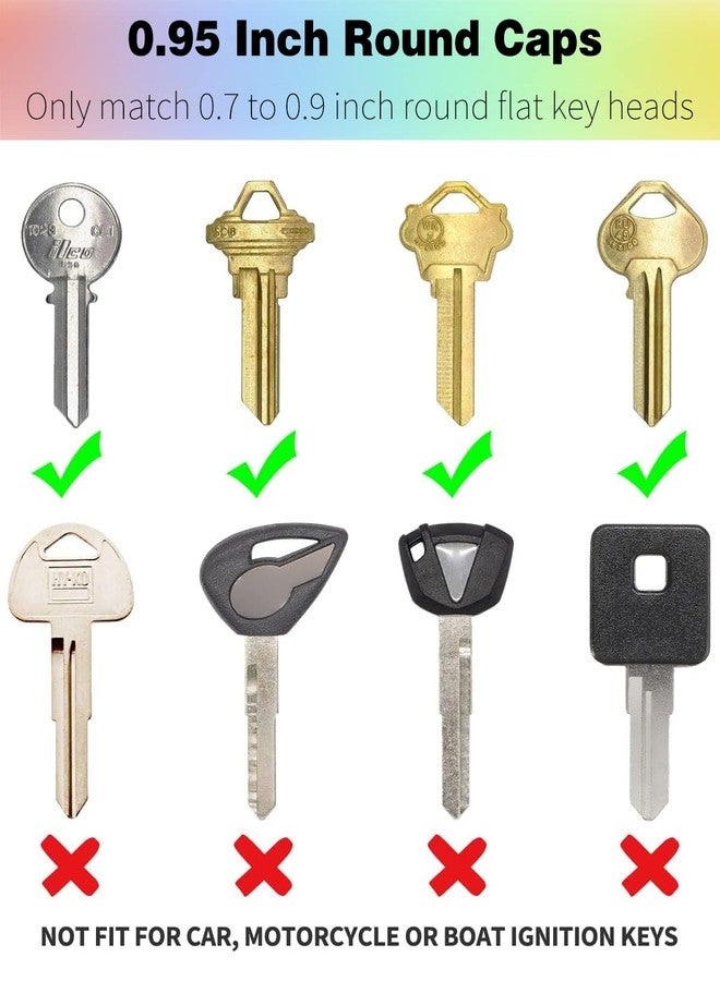 Vibit 32 Pack Key Cap Tags Set in 8 Assorted Colors Plastic Key Identifier Coding Label Covers for Standard Flat House Keys, 2 Styles - Image 4